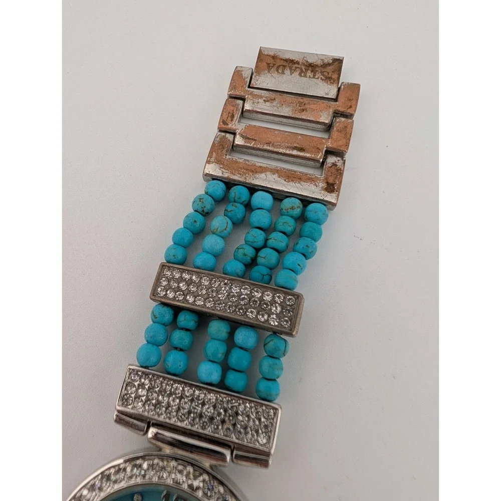 Strada Watch Women 34mm Case Turquoise Beaded 7.25